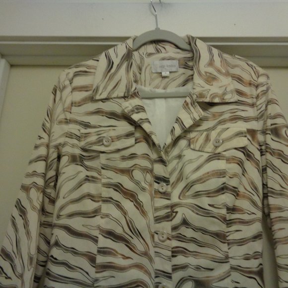 TRENDING ZEBRA STYLE GIRL DESIGNER ERIN LONDON SWIRLY STRIPES JACKET M - Picture 2 of 5